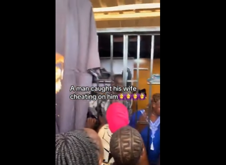 Husband locks wife and alleged lover inside her shop after catching them together (video)